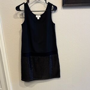 LOFT Black Textured Mini Dress